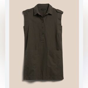 Banana Republic Dark Olive Utility Shirt Dress